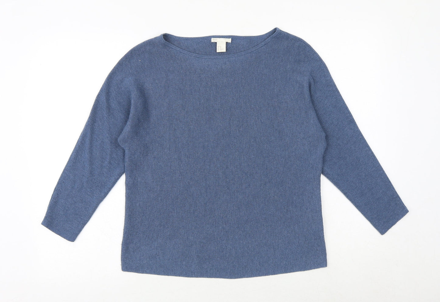 H&M Womens Blue Round Neck Polyester Pullover Jumper Size XS