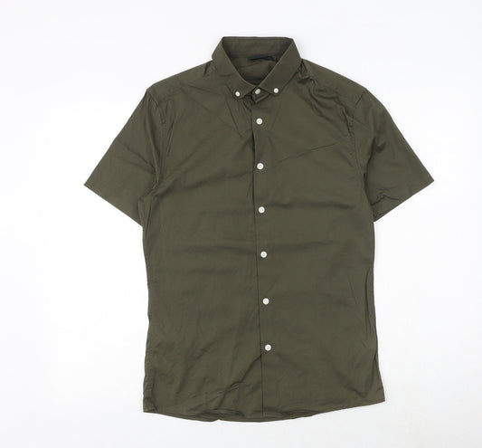 ASOS Mens Green Cotton Polo Size S Collared Button