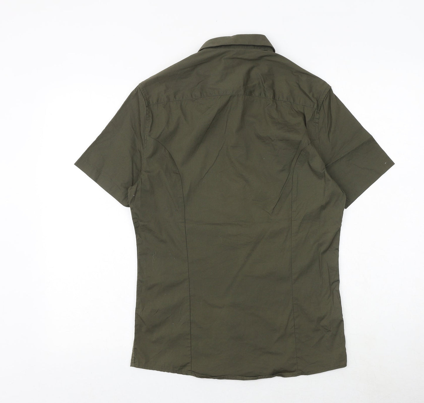 ASOS Mens Green Cotton Polo Size S Collared Button