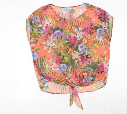 Etam Womens Multicoloured Floral Polyester Basic Blouse Size 12 Round Neck