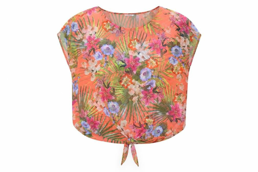 Etam Womens Multicoloured Floral Polyester Basic Blouse Size 12 Round Neck