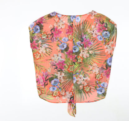 Etam Womens Multicoloured Floral Polyester Basic Blouse Size 12 Round Neck