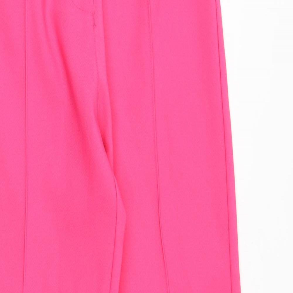 PRETTYLITTLETHING Womens Pink Polyester Windbreaker Trousers Size 6 Regular Zip