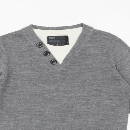 Next Mens Grey Round Neck Acrylic Pullover Jumper Size S Long Sleeve