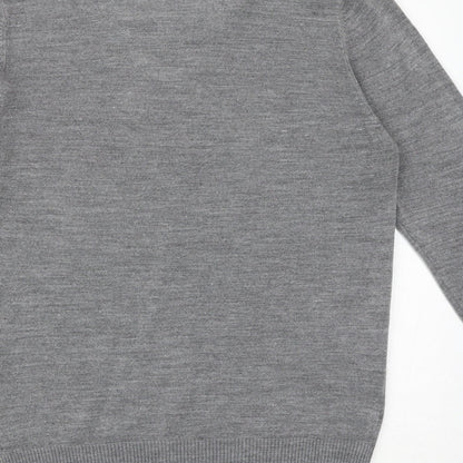 Next Mens Grey Round Neck Acrylic Pullover Jumper Size S Long Sleeve