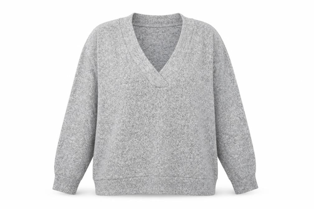 H&M Womens Grey V-Neck Viscose Pullover Jumper Size L