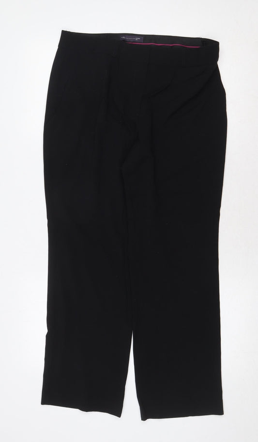 Marks and Spencer Womens Black Polyester Dress Pants Trousers Size 14 Regular Zip