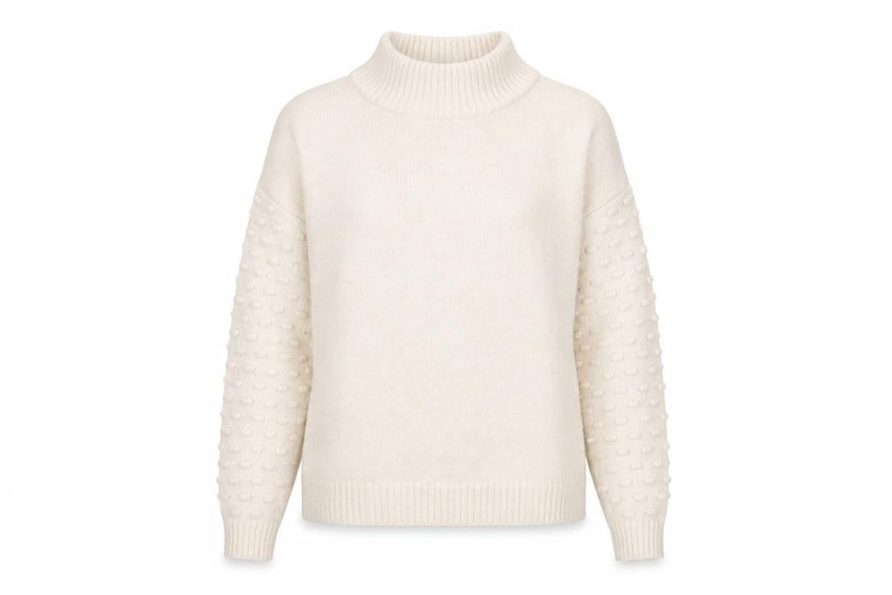 NEXT Womens Beige High Neck Acrylic Pullover Jumper Size S - Textured