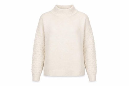 Next Womens Beige High Neck Acrylic Pullover Jumper Size S - Textured