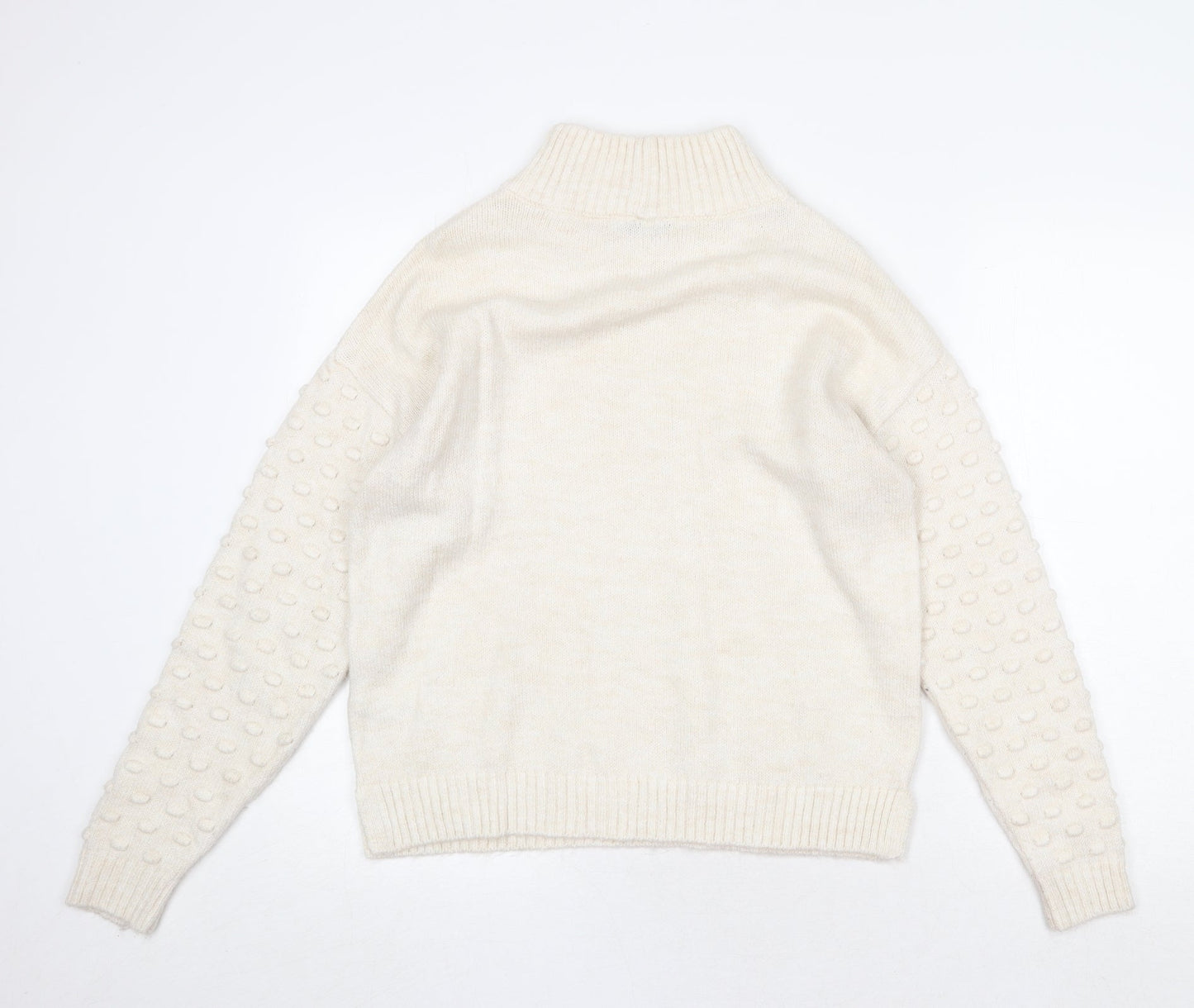 NEXT Womens Beige High Neck Acrylic Pullover Jumper Size S - Textured