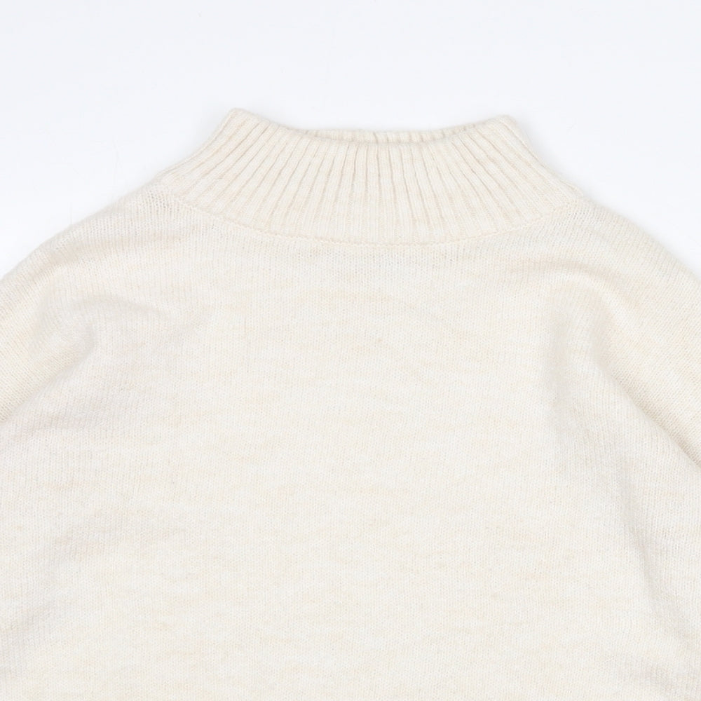 NEXT Womens Beige High Neck Acrylic Pullover Jumper Size S - Textured