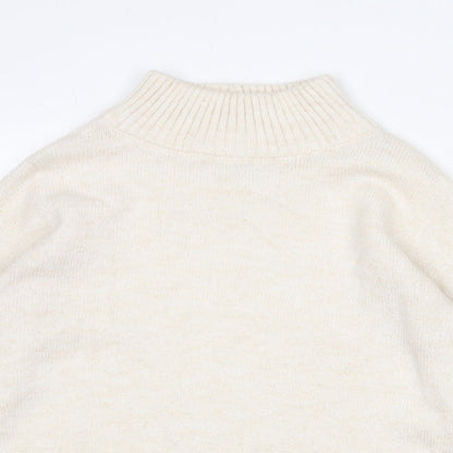 Next Womens Beige High Neck Acrylic Pullover Jumper Size S - Textured