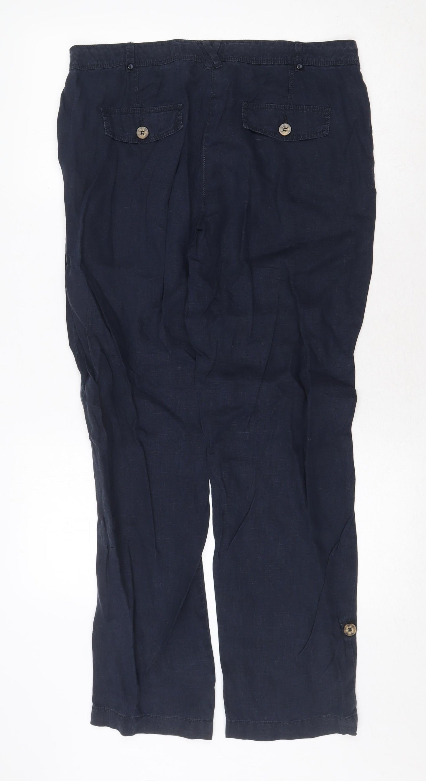 Falmers Heritage Womens Blue Linen Trousers Size 12 Regular Zip