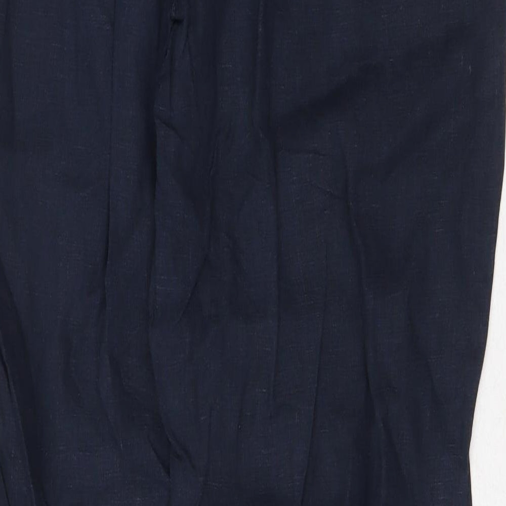 Falmers Heritage Womens Blue Linen Trousers Size 12 Regular Zip
