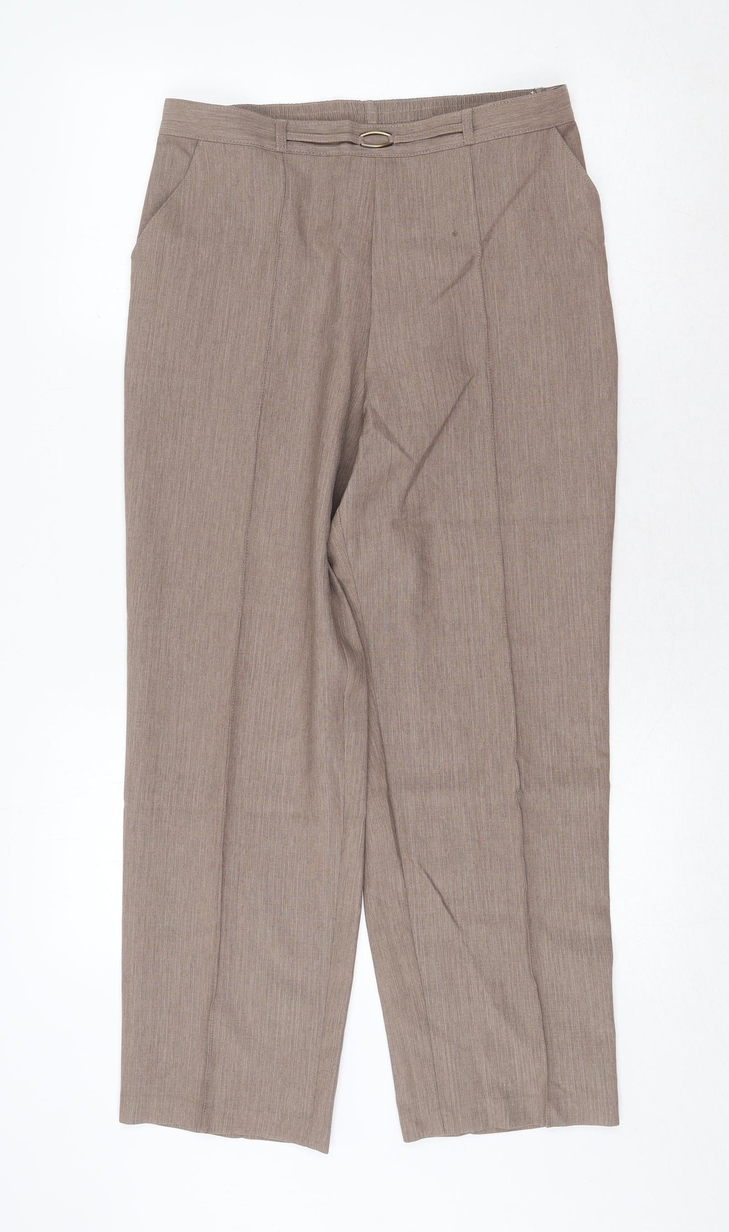 Marks and Spencer Womens Beige Polyester Trousers Size 12 Regular