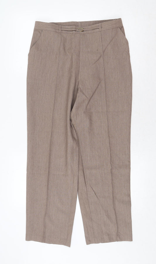 Marks and Spencer Womens Beige Polyester Trousers Size 12 Regular