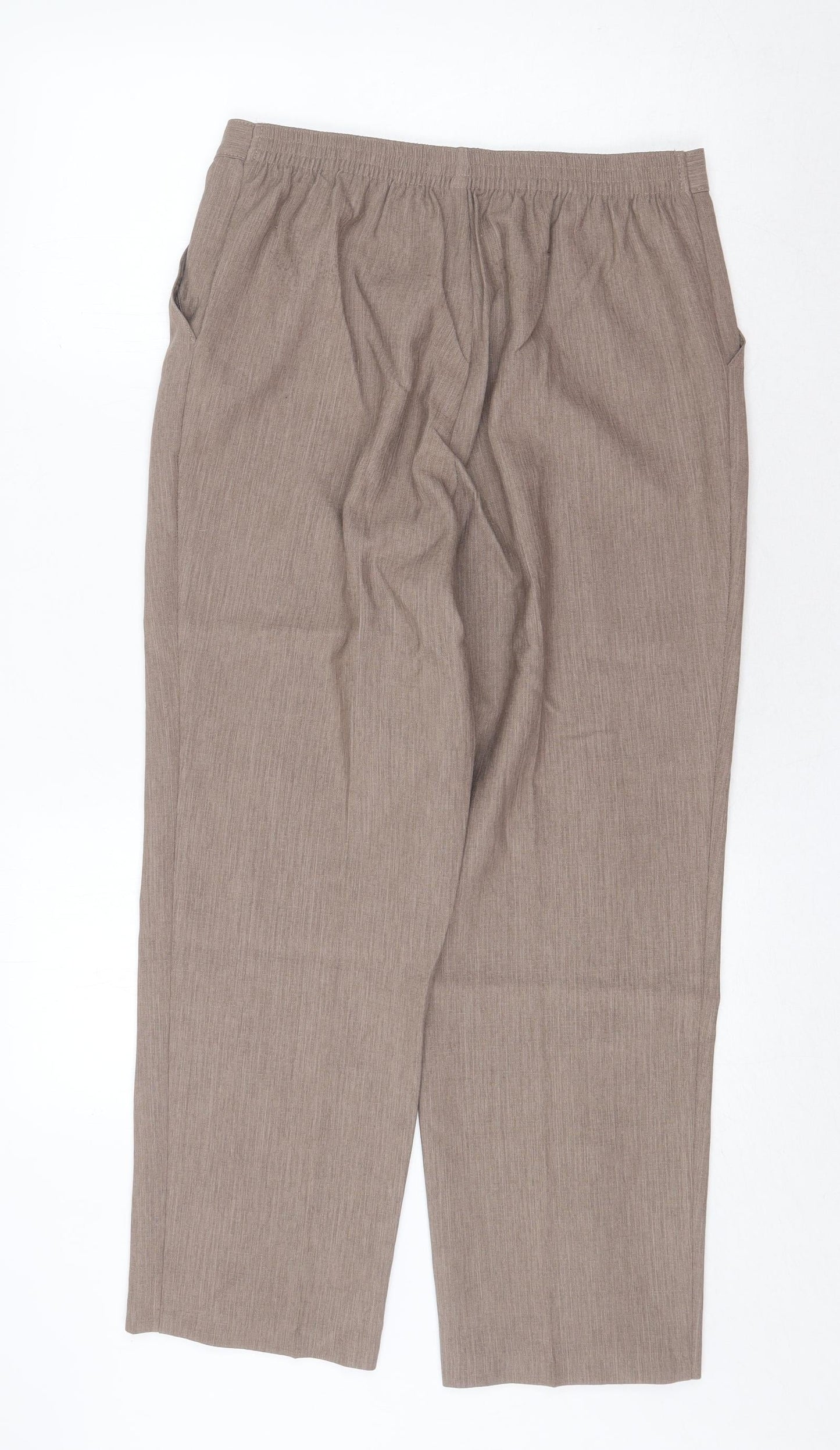 Marks and Spencer Womens Beige Polyester Trousers Size 12 Regular