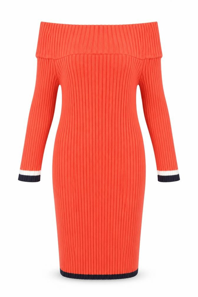 NEXT Womens Orange Boat Neck Acrylic Pullover Jumper Size 8 - Ribbed