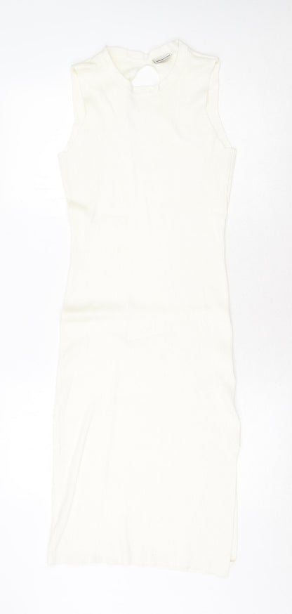 Noisy May Womens White Viscose Bodycon Size M Round Neck Pullover