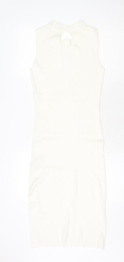 Noisy May Womens White Viscose Bodycon Size M Round Neck Pullover