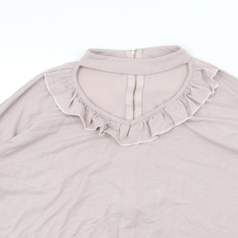 Quiz Womens Pink Round Neck Viscose Pullover Jumper Size M - Cut Out