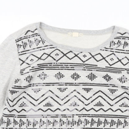 Forever 21 Womens Grey Geometric Cotton Pullover Sweatshirt Size L Pullover