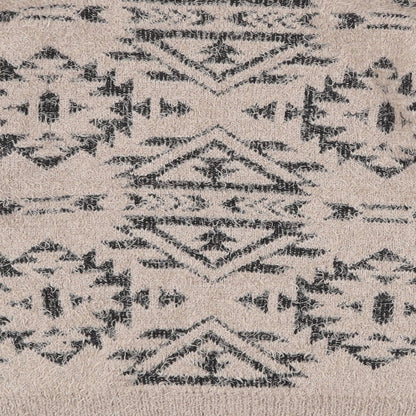 Marks & Spencer Womens Beige Boat Neck Geometric Polyester Pullover Jumper Size 16