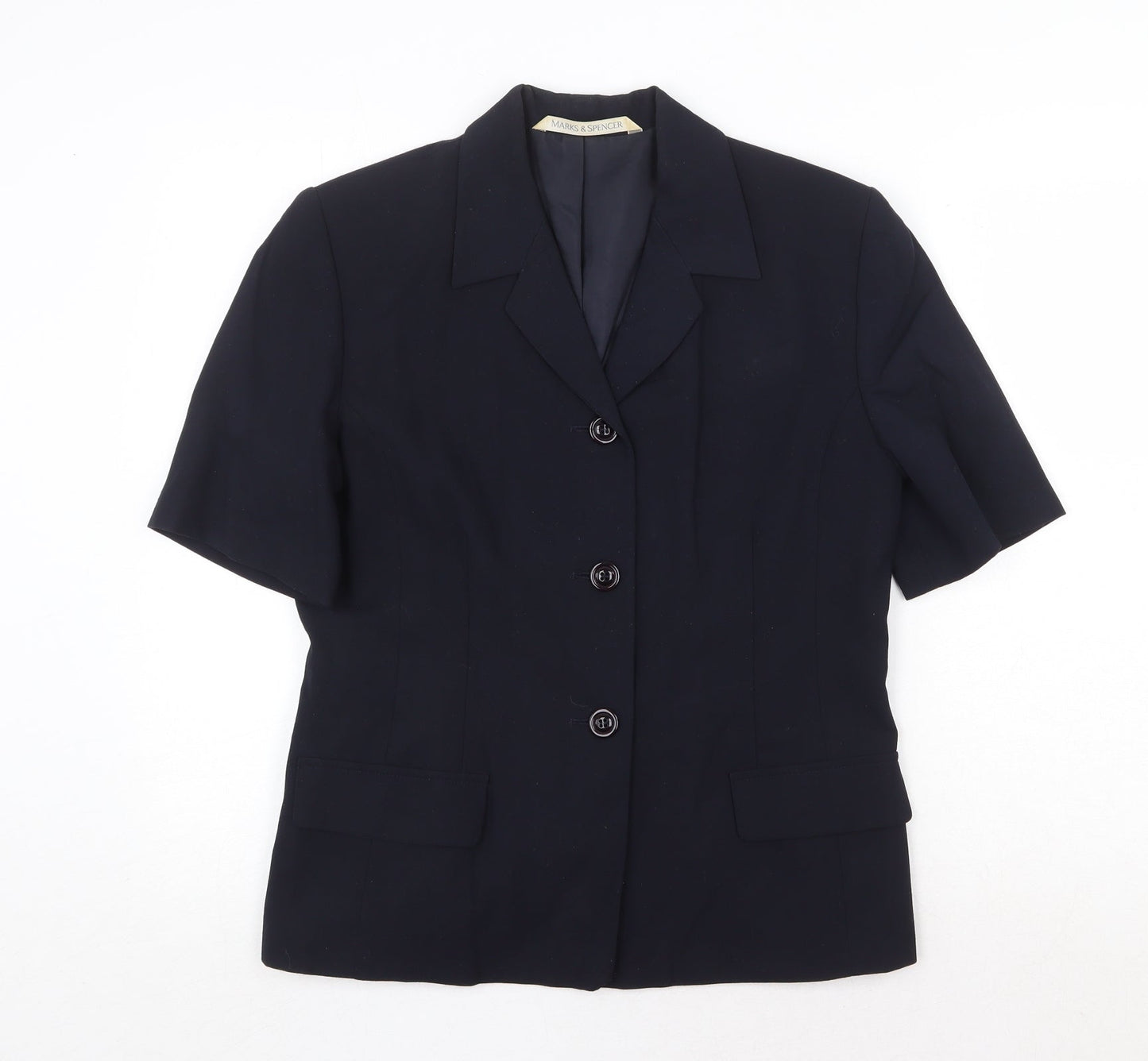 Marks and Spencer Womens Blue Jacket Blazer Size 12 Button