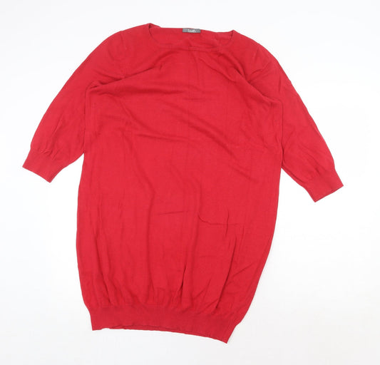 South Womens Red Boat Neck Cotton Pullover Jumper Size 16