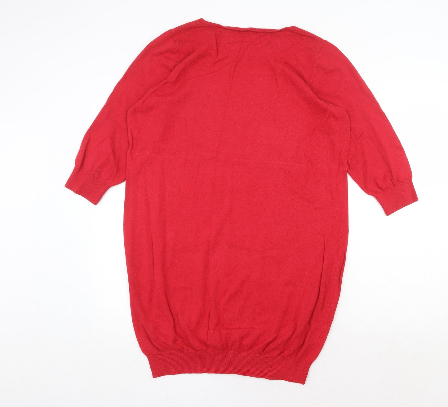 South Womens Red Boat Neck Cotton Pullover Jumper Size 16