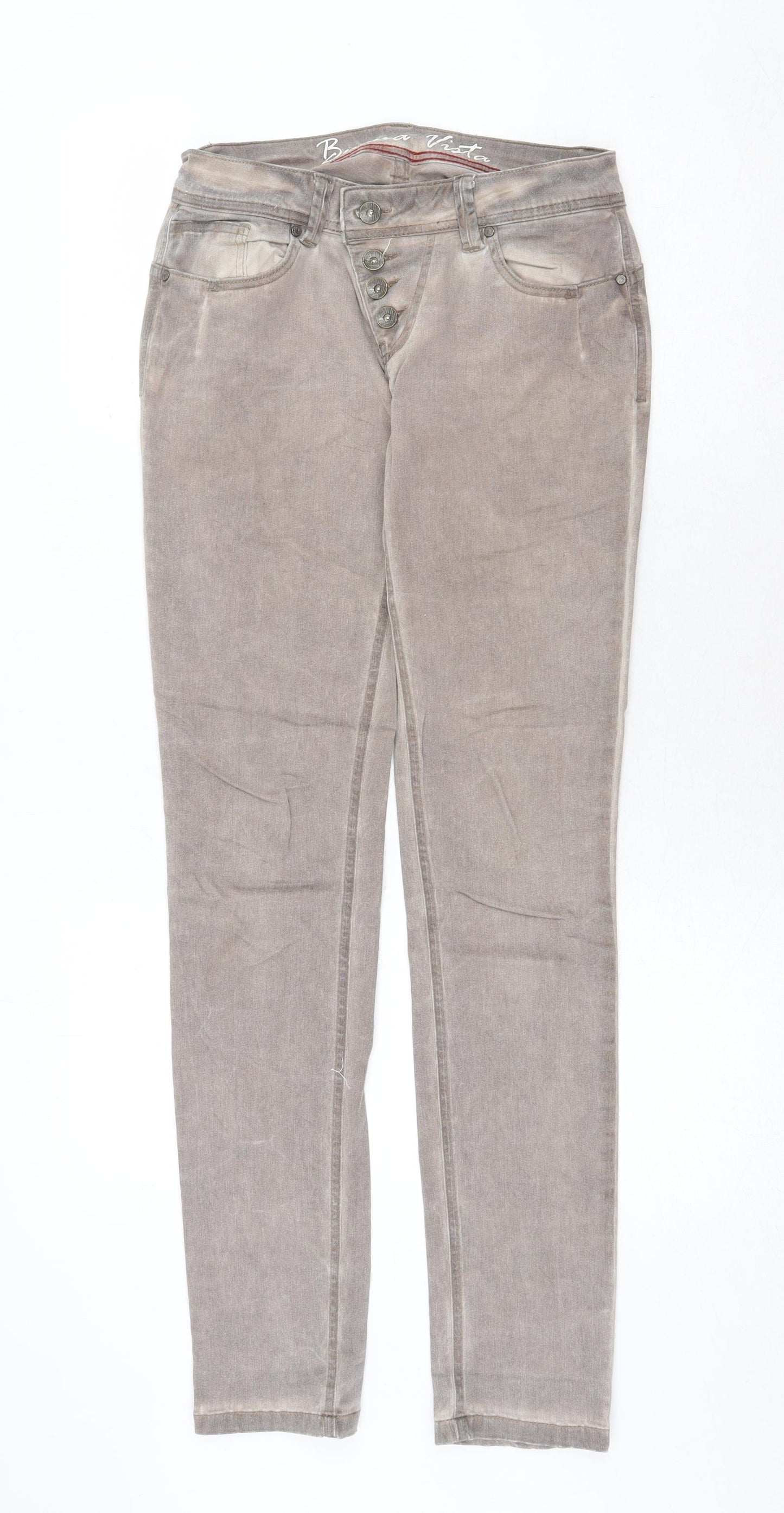 Buena Vista Womens Grey Cotton Skinny Jeans Size XS Regular Zip