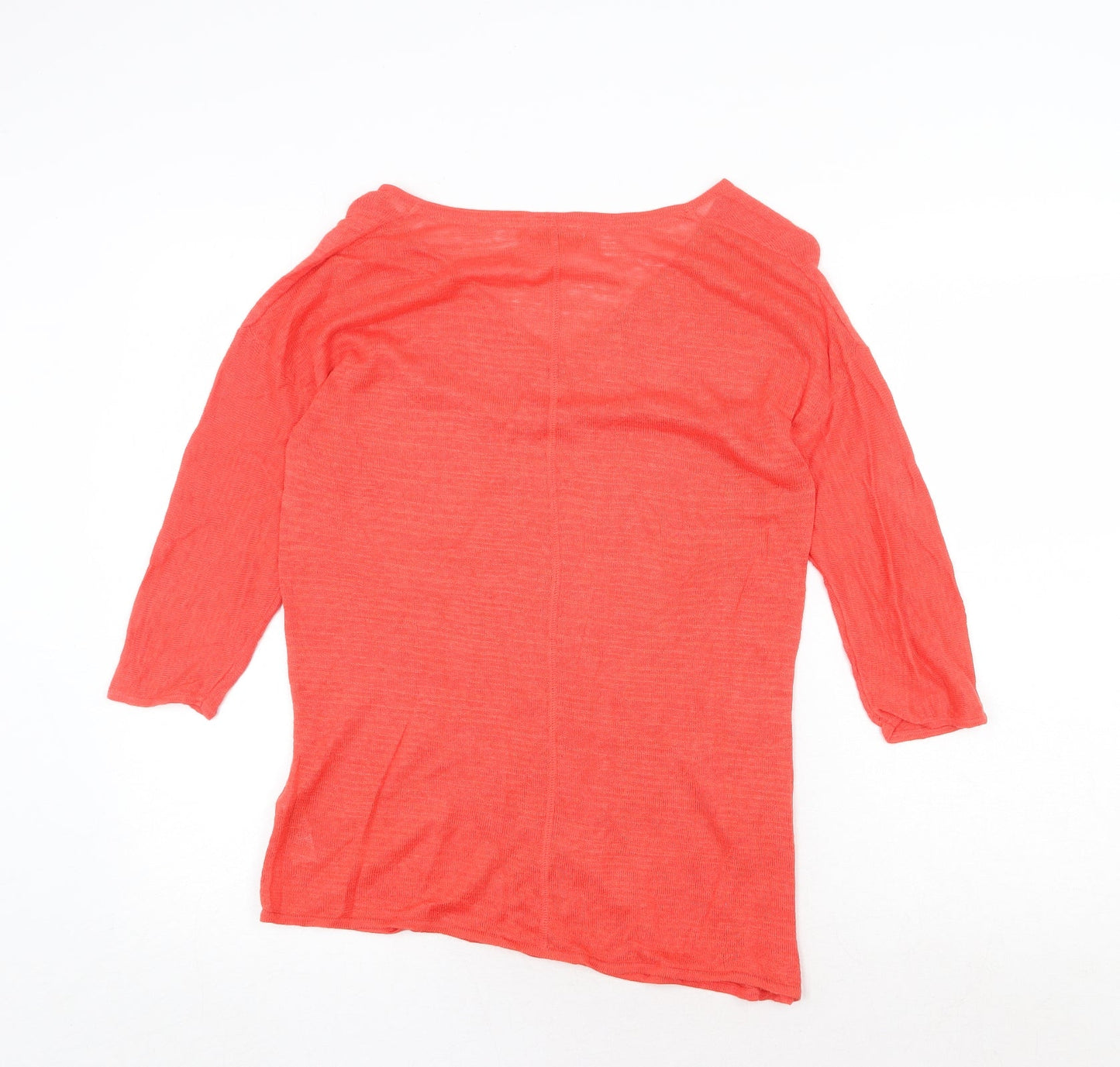 Monsoon Womens Red Linen Basic Blouse Size 10 V-Neck