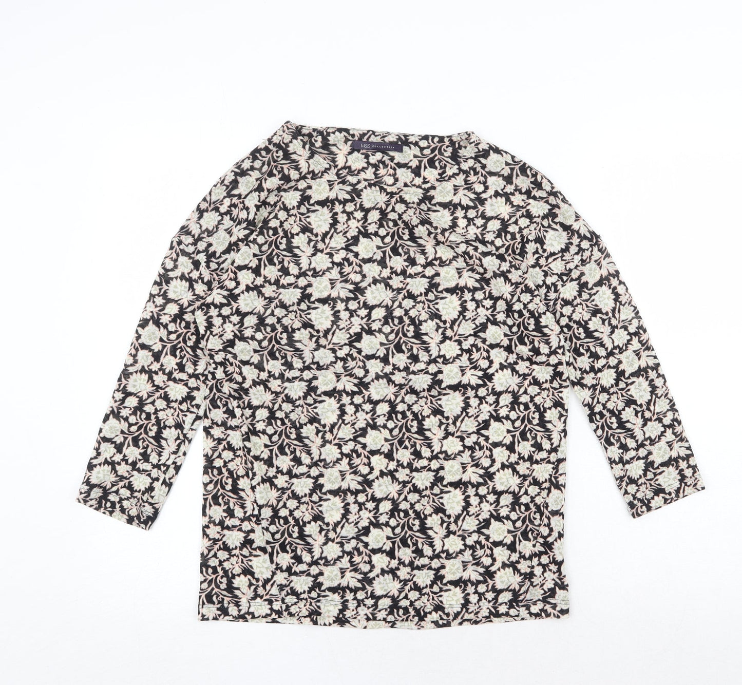 Marks and Spencer Womens Multicoloured Geometric Polyester Basic Blouse Size 8 Round Neck