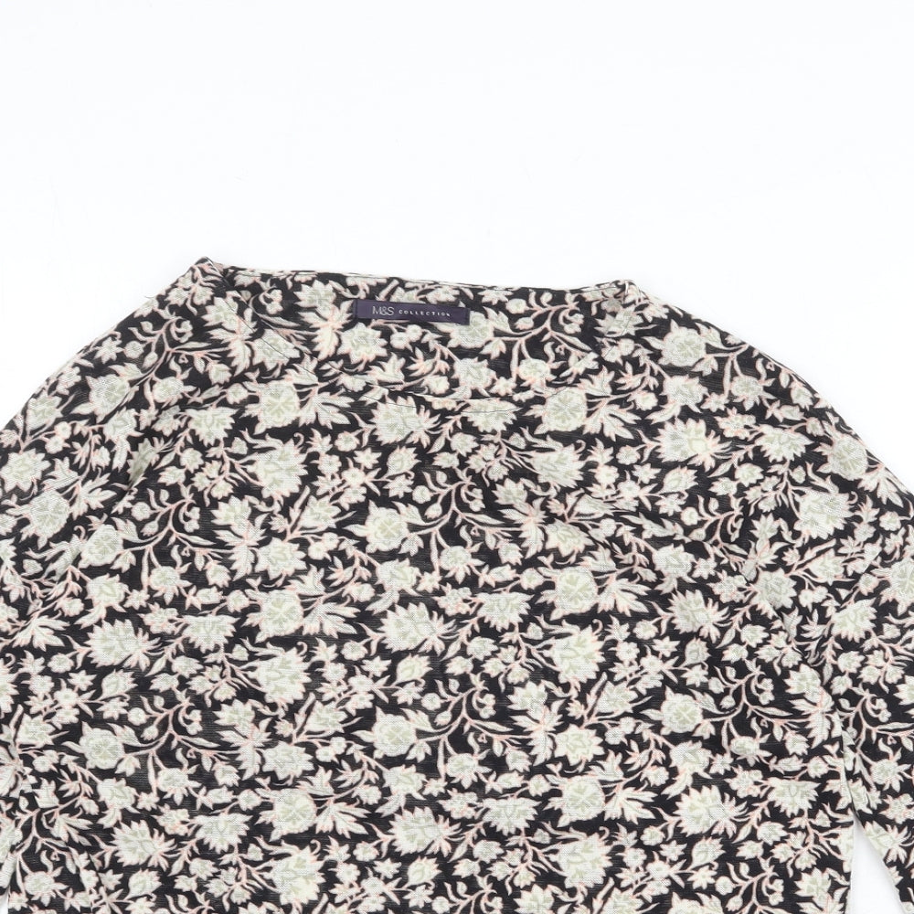 Marks and Spencer Womens Multicoloured Geometric Polyester Basic Blouse Size 8 Round Neck