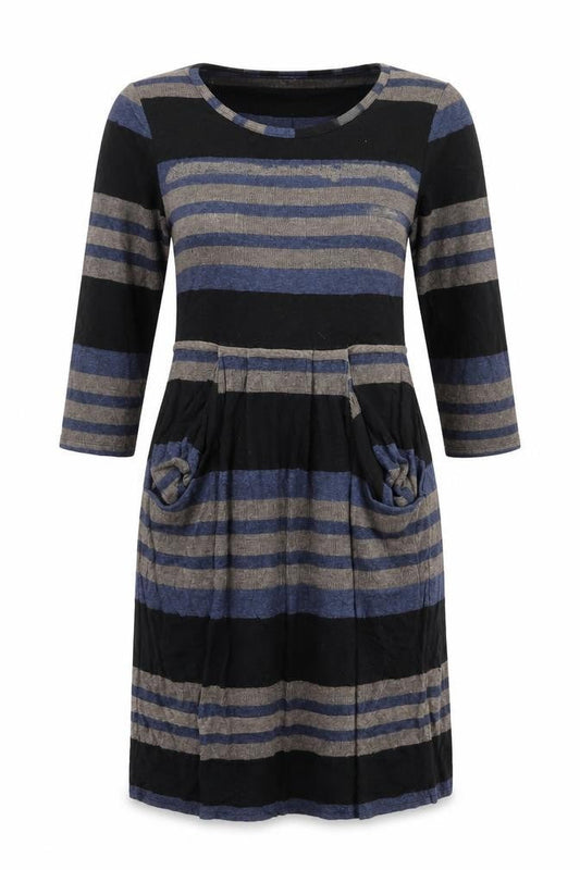 Kaliko Womens Multicoloured Striped Viscose Jumper Dress Size 10 Round Neck Pullover