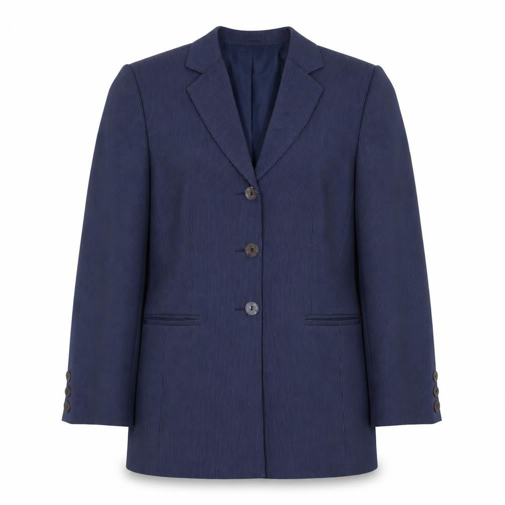 De Keyser Womens Blue Striped Jacket Blazer Size 14 Button