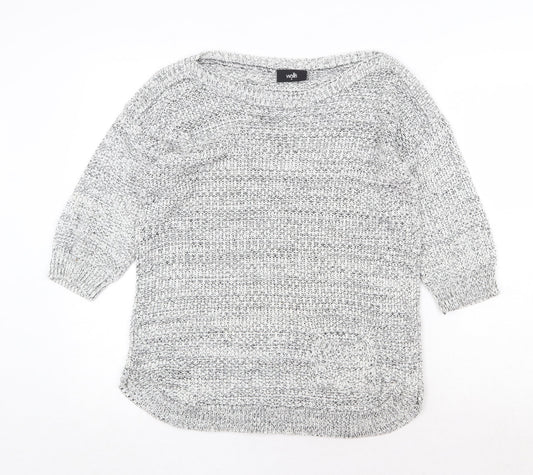 Wallis Womens Grey Boat Neck Acrylic Pullover Jumper Size M