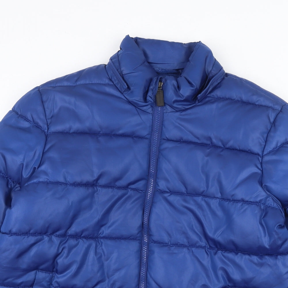 Mango Womens Blue Puffer Jacket Jacket Size S Zip