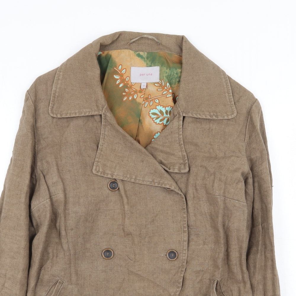 Marks and Spencer Womens Brown Jacket Blazer Size 12 Button