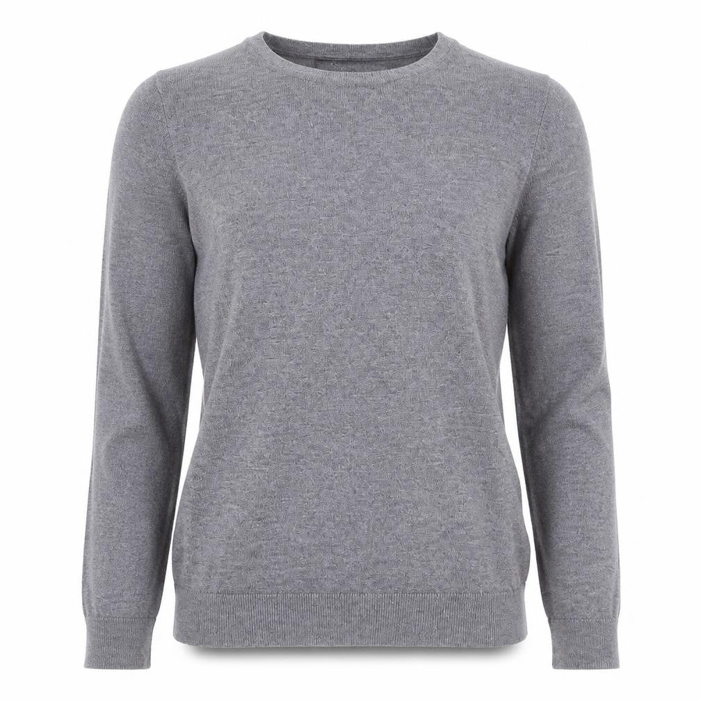 Mango Womens Grey Round Neck Cotton Pullover Jumper Size M