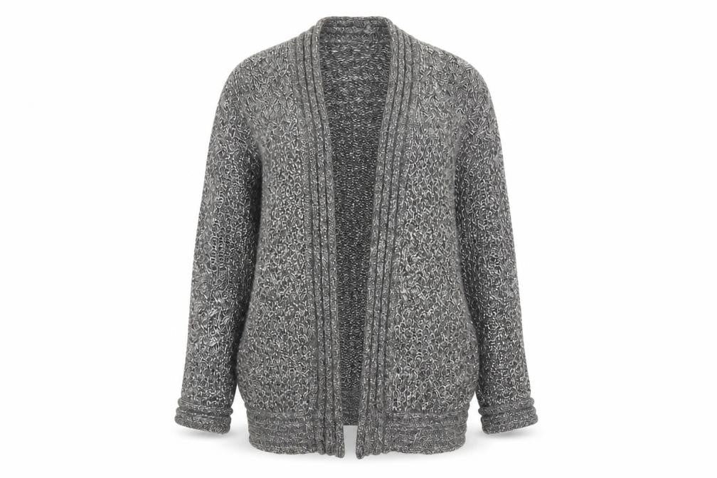 Country Casuals Womens Grey V-Neck Nylon Cardigan Jumper Size M