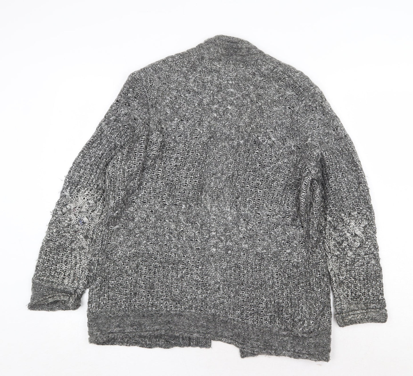 CC Womens Grey V-Neck Nylon Cardigan Jumper Size M