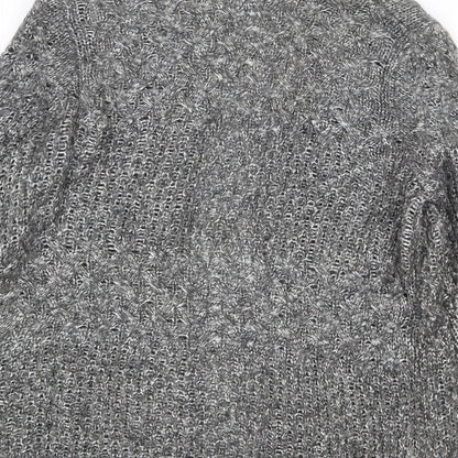 Country Casuals Womens Grey V-Neck Nylon Cardigan Jumper Size M