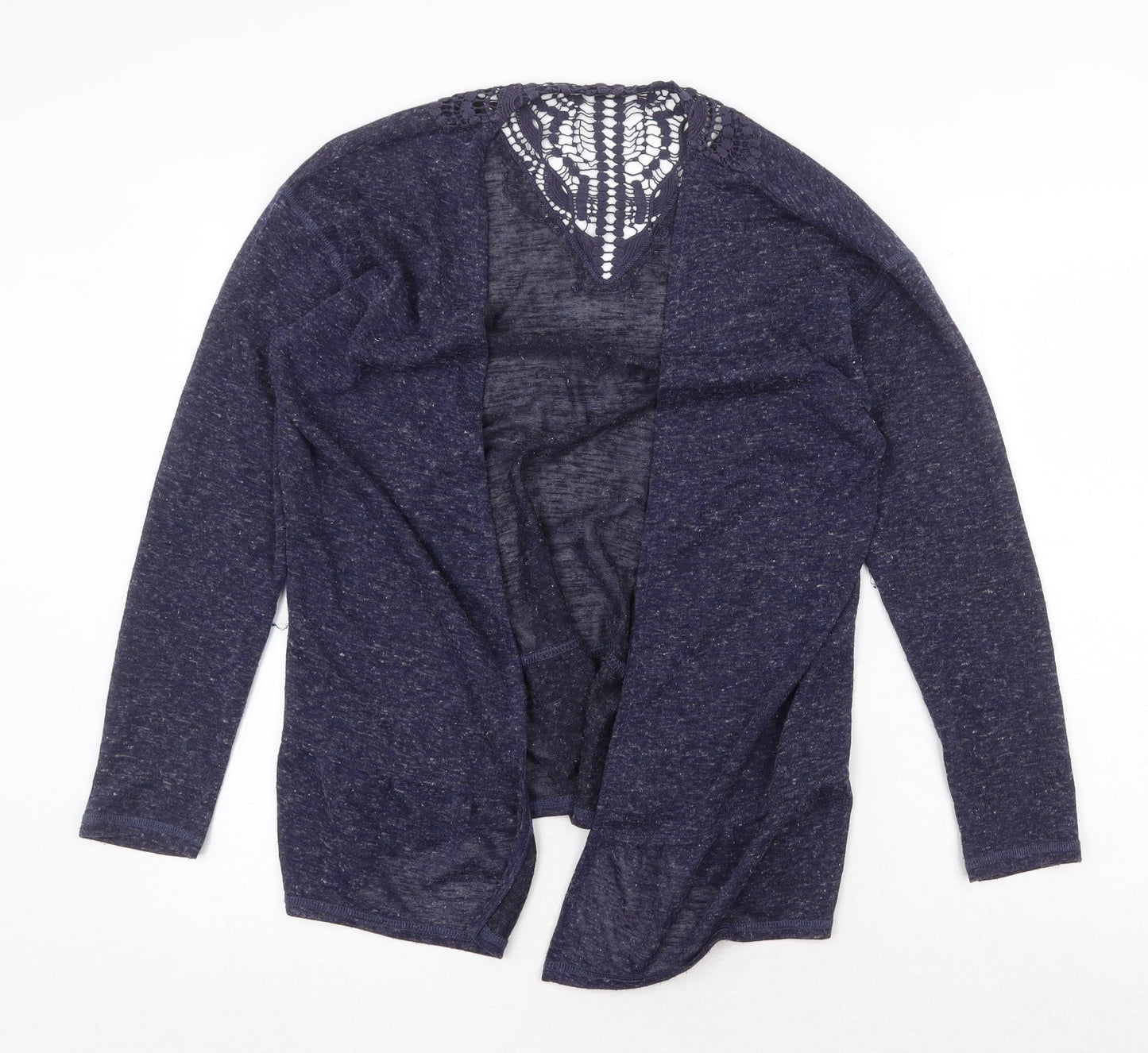 Marks and Spencer Womens Blue V-Neck Polyester Cardigan Jumper Size 12