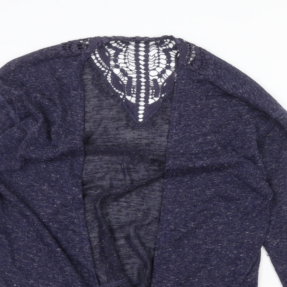 Marks and Spencer Womens Blue V-Neck Polyester Cardigan Jumper Size 12