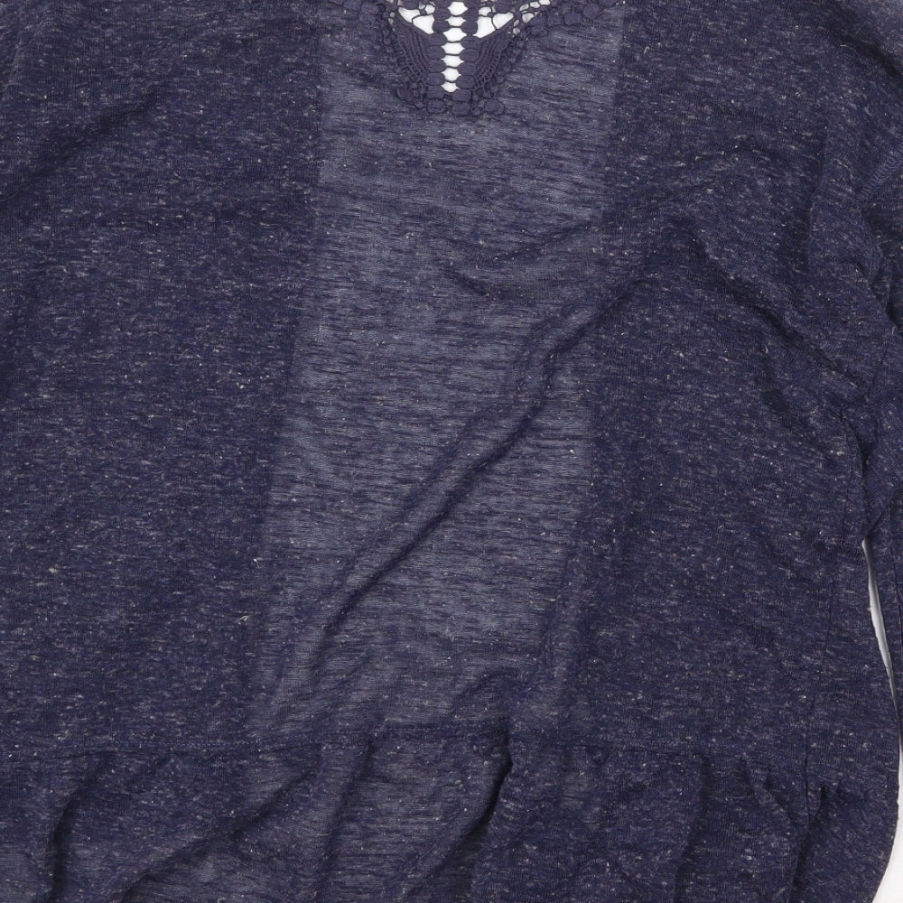 Marks and Spencer Womens Blue V-Neck Polyester Cardigan Jumper Size 12