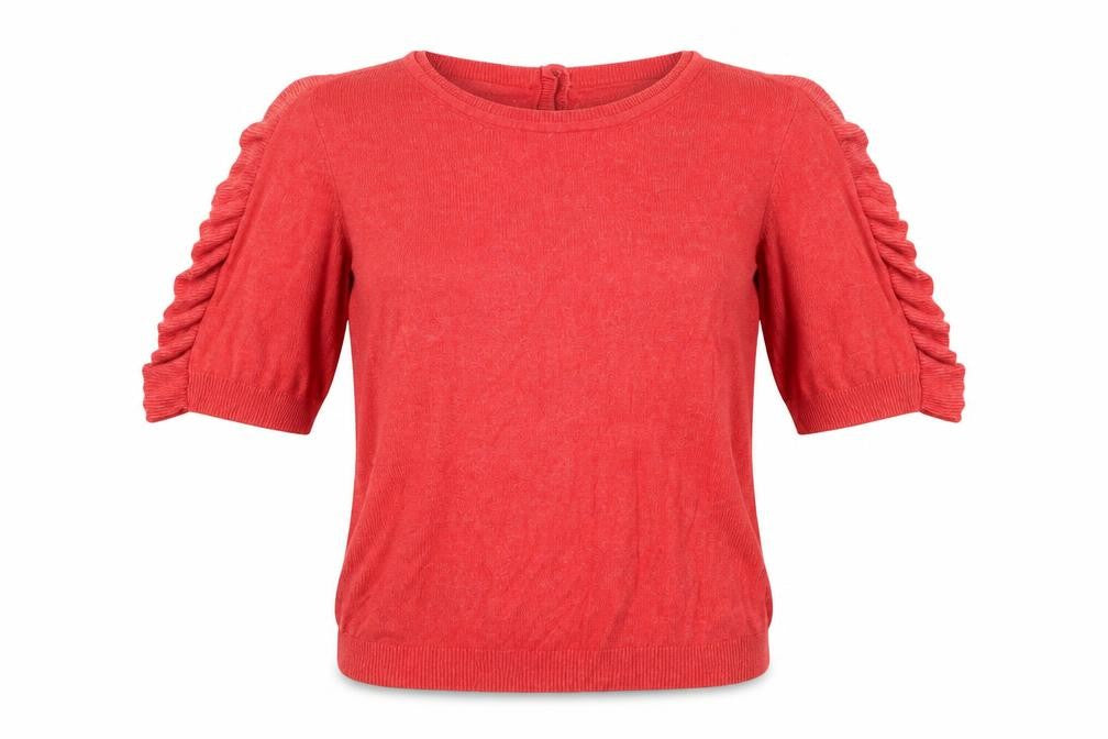 Marks & Spencer Womens Red Round Neck Viscose Pullover Jumper Size 10