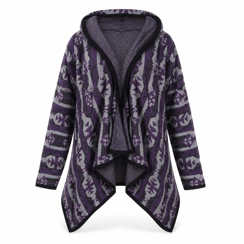 H&M Womens Purple V-Neck Geometric Acrylic Cardigan Jumper Size XS