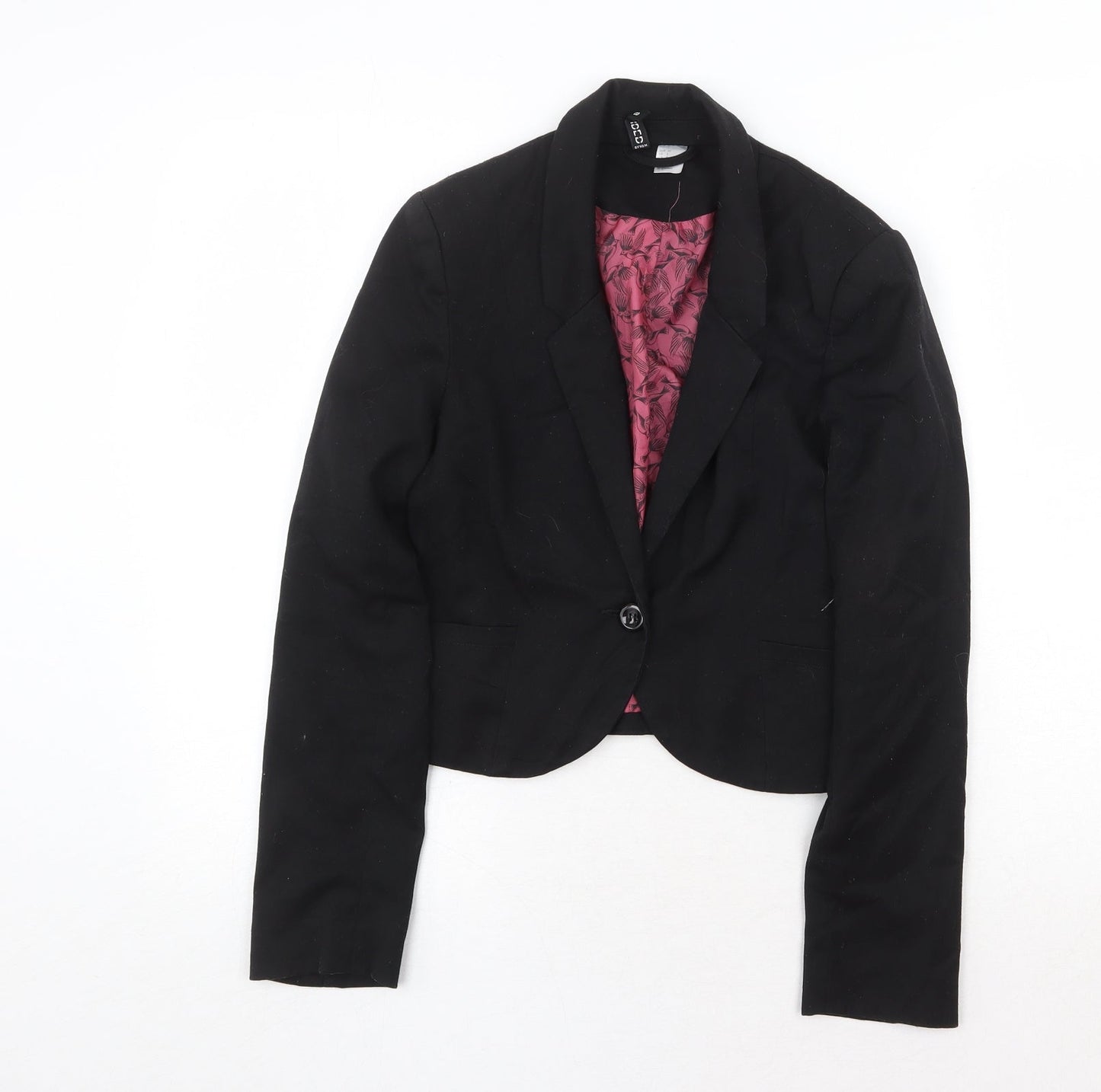 H&M Womens Black Jacket Blazer Size 8 Button