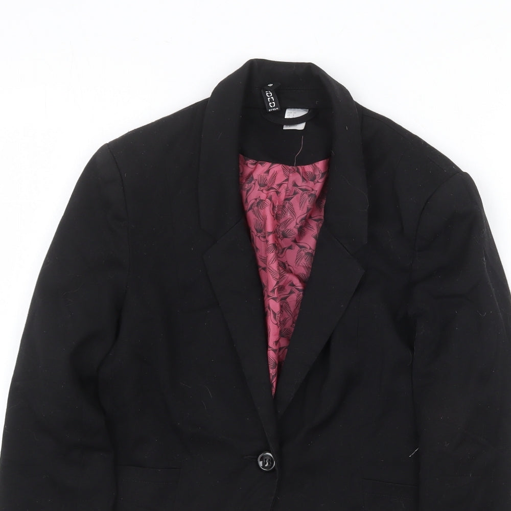 H&M Womens Black Jacket Blazer Size 8 Button